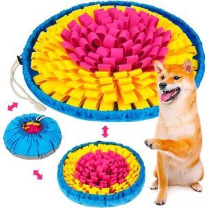 Snuffle Mat for Dogs, Adjustable Sniff Mat (Rose Red Yellow)